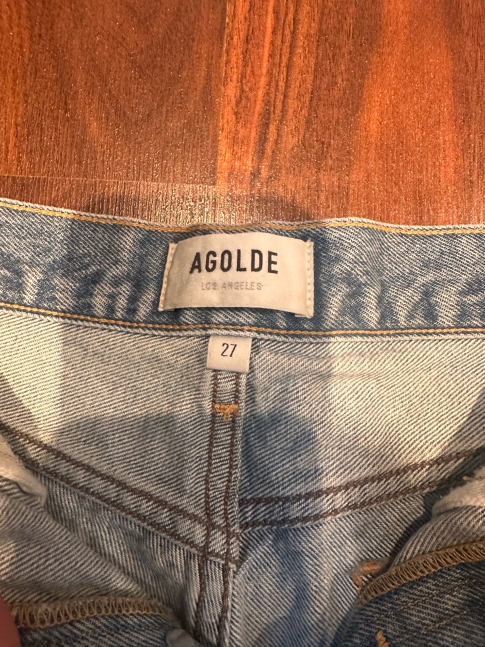 Agolde Light Blue Parker Distressed High-Rise Denim Shorts - Picture 4 of 7